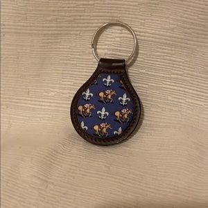 Vineyard Vines Derby Silk & Leather Whale Key Ring